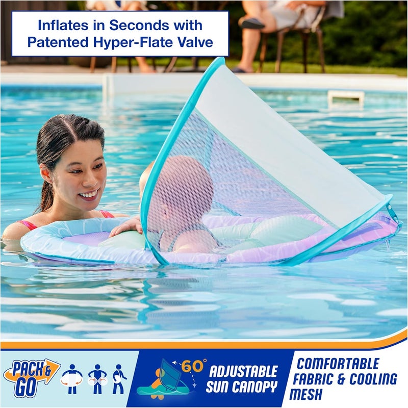 SwimWays Baby Spring Float with Adjustable Canopy and UPF Sun Protection, Blue Lobster - Image 2